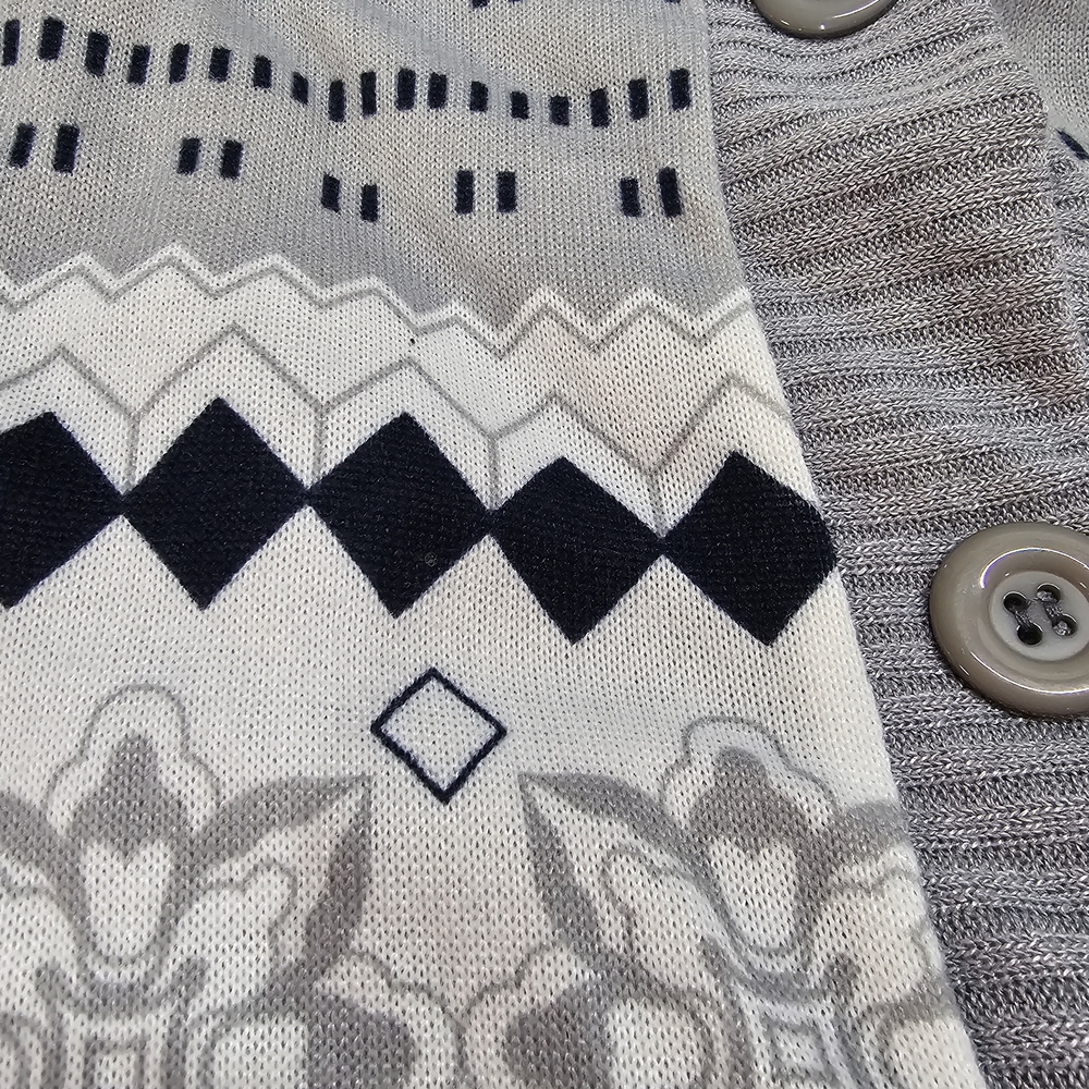 Womens Long Gray Patterned Cardigan Sweater Size Small - Picture 5 of 5